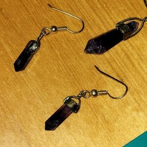 Amethyst Crystal Drop Earrings And Necklace